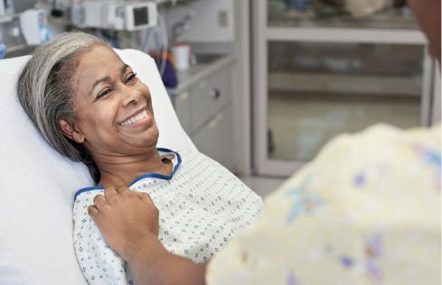 African American female patient smiling