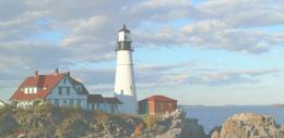 Maine landscape with lighthouse